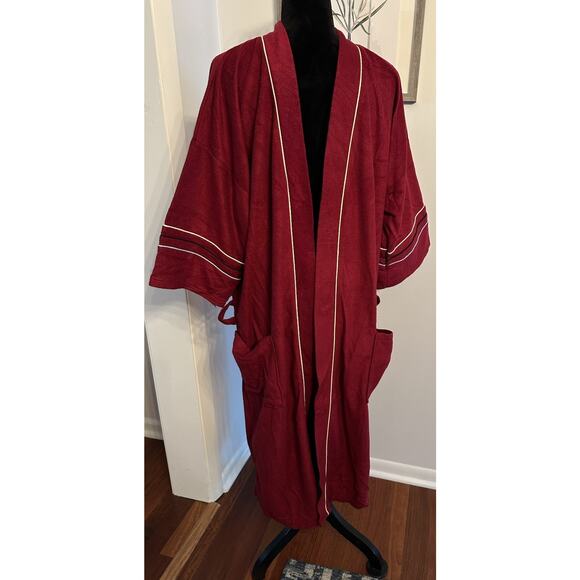 Vintage Robe~King Of The Robe~ Red Pockets Tie 70s 80s NEW Old Stock One Size - Picture 2 of 9